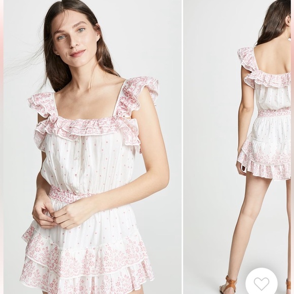 LoveShackFancy Floral Marina White and Pink Sleeveless Dress - Picture 4 of 7